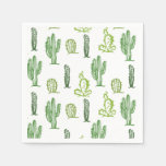 Cute Succulent Green Cactus Cocktail Paper Napkins