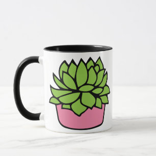Cute Succulent in Pink Pot Illustration Mug