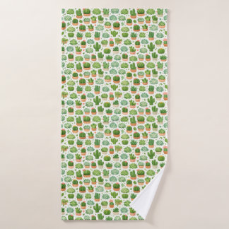 Cute Succulent Plant Seamless Pattern Bath Towel
