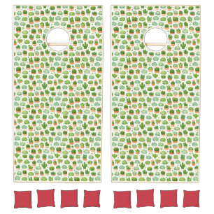 Cute Succulent Plant Seamless Pattern Cornhole Set