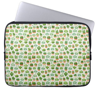 Cute Succulent Plant Seamless Pattern Laptop Sleeve