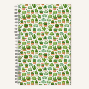 Cute Succulent Plant Seamless Pattern Notebook