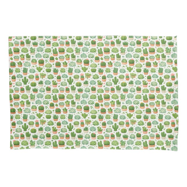 Cute Succulent Plant Seamless Pattern Pillow Case (Front)