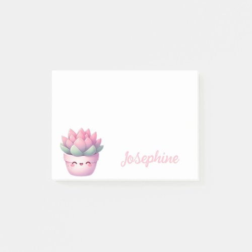 Cute Succulent Pot Personalized Girly Name Post_it Notes