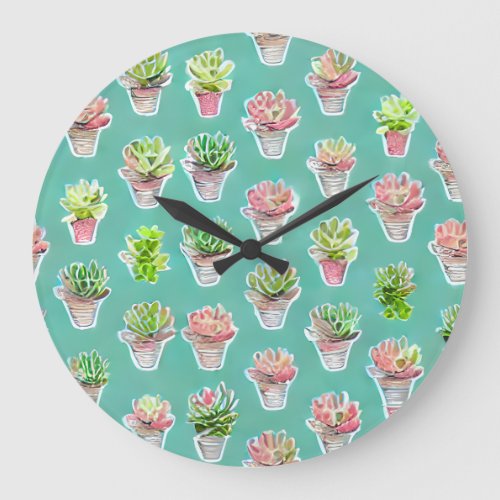 Cute Succulent Wall Clock