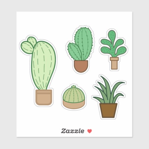 Cute Succulents and Cactus Sticker