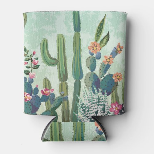 Cute Succulents Vintage Cactus Pattern Can Cooler