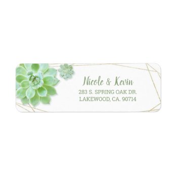 Cute Succulents Wedding Return Address Label by BridalHeaven at Zazzle