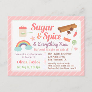 Cute Sugar and Spice Baby Girl Shower Invitation
