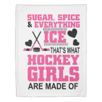 cute sugar and spice girls ice hockey duvet cover