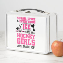 cute sugar and spice girls ice hockey metal lunch box