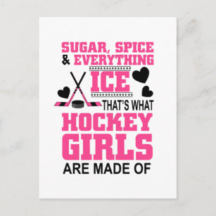 cute sugar and spice girls ice hockey postcard