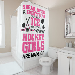cute sugar and spice girls ice hockey shower curtain