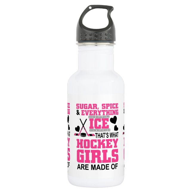 cute sugar and spice girls ice hockey water bottle (Front)