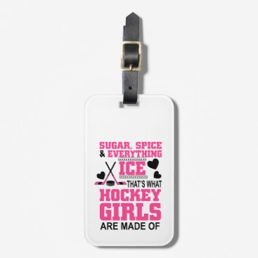 cute sugar and spice ice hockey girls luggage tag