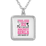 Cute Sugar And Spice Ice Hockey Girls Silver Plated Necklace at Zazzle