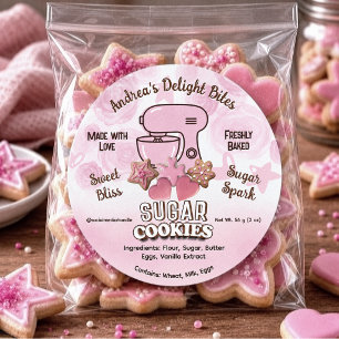 Cute Sugar Cookies Blush Pink Packaging Label