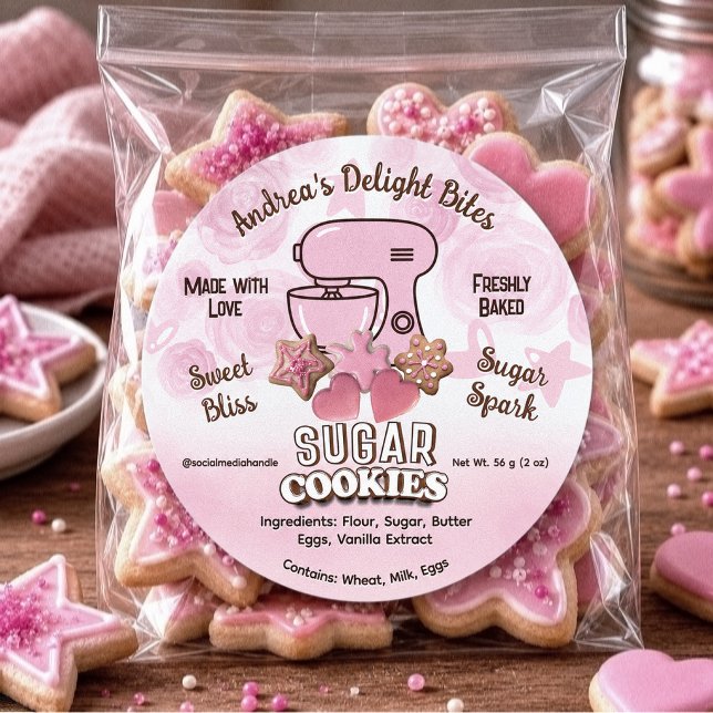 Cute Sugar Cookies Blush Pink Packaging Label (Creator Uploaded)