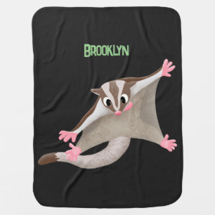 Cute sugar glider cartoon personalized baby blanket