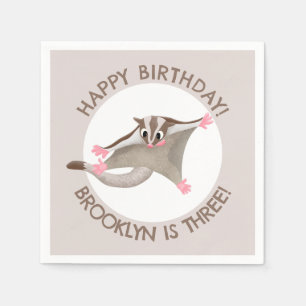 Cute sugar glider personalized cartoon birthday napkins