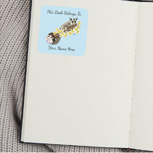 Cute Sugar Glider Tropical Flowers Bookplate