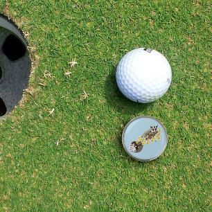 Cute Sugar Glider Tropical Plumeria Flowers Blue Golf Ball Marker