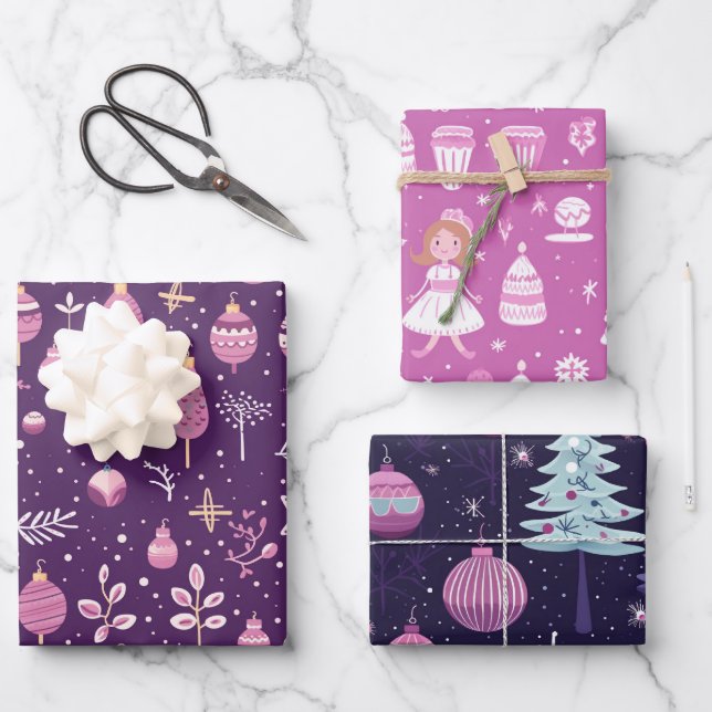Cute Sugar Plum Christmas  Wrapping Paper Sheets (Front)