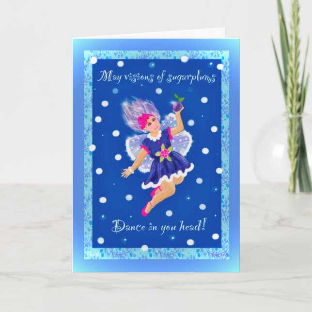 Cute Sugar Plum Fairy Holiday Card (Front)