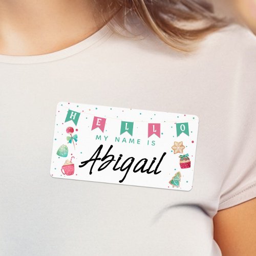 Cute Sugar Plums Holiday Hello My Name Is Sticker