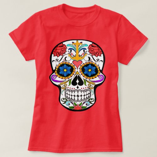 Cute Sugar Skull anchor rose  cool shirt