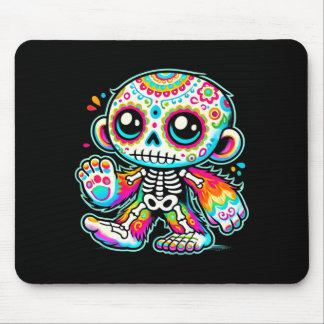 Cute Sugar Skull Bigfoot Día De Los Muertos Mouse Pad