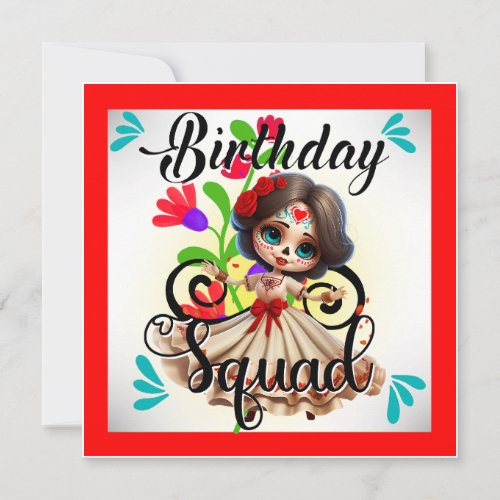 Cute Sugar Skull Birthday Holiday Card