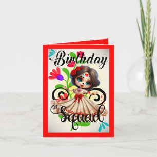 Cute Sugar Skull Birthday Letterpress Thank You Card