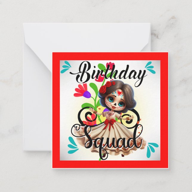 Cute Sugar Skull Birthday Note Card (Front)