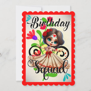 Cute Sugar Skull Birthday Thank You Card