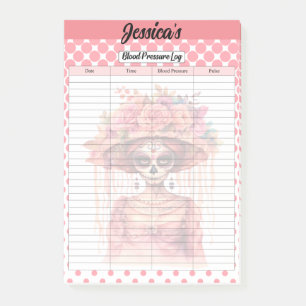 Cute Sugar Skull Blood Pressure Log Post-it Notes
