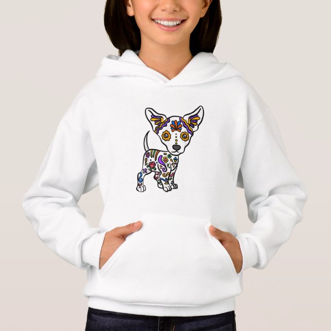 cute sugar skull chihuahua hoodie (Front)
