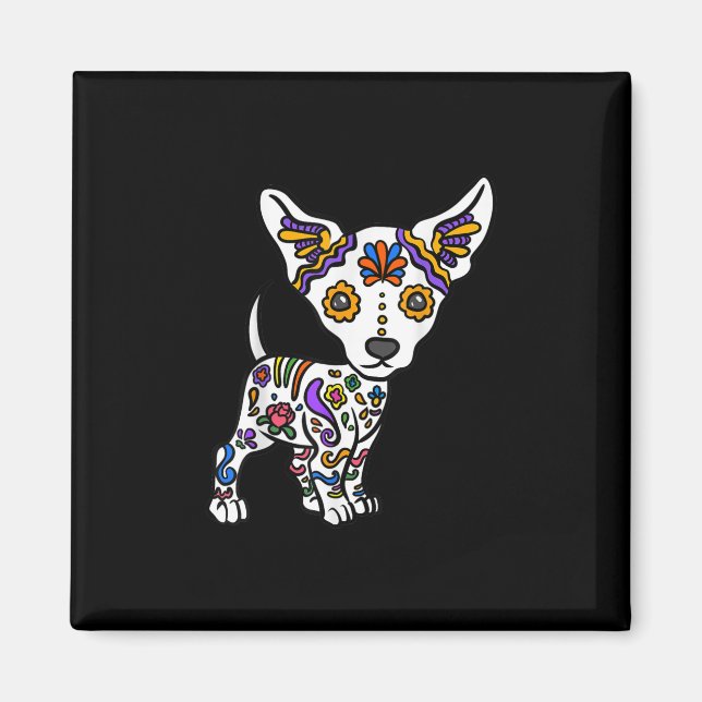 cute sugar skull chihuahua magnet (Front)