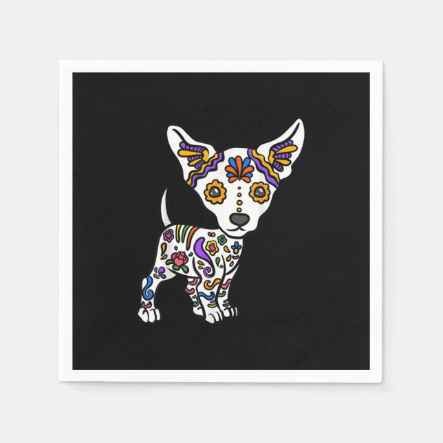 cute sugar skull chihuahua napkins (Front)