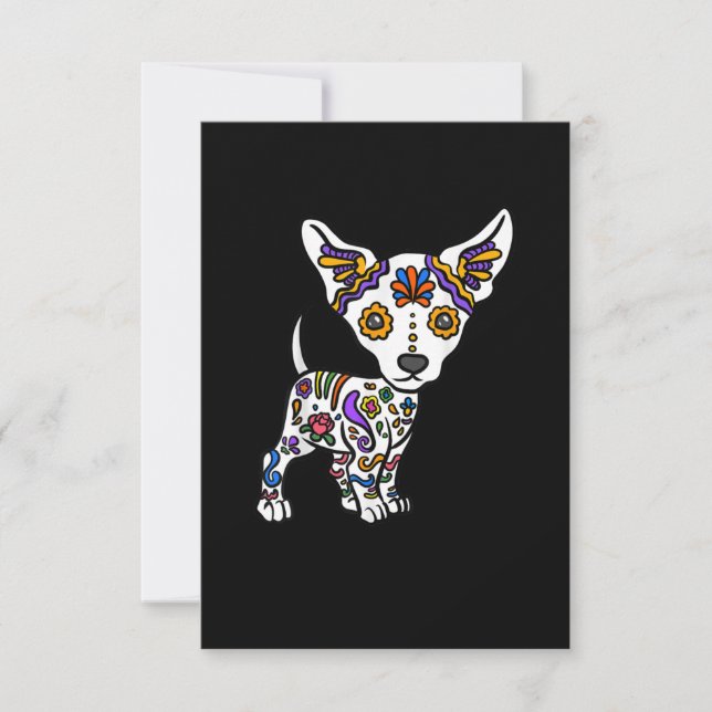 Cute Sugar Skull Chihuahua RSVP Card (Front)