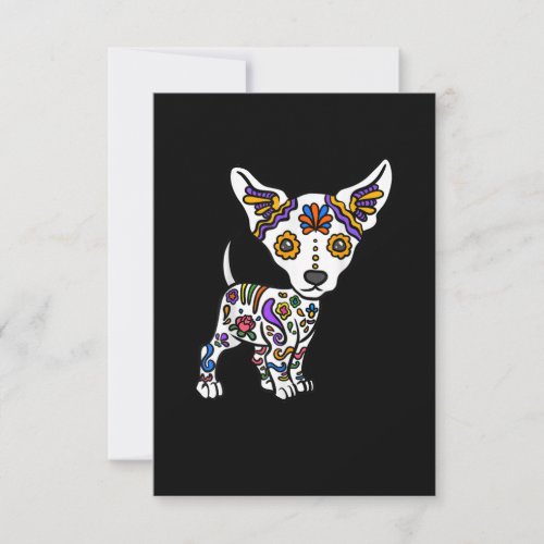 Cute Sugar Skull Chihuahua RSVP Card