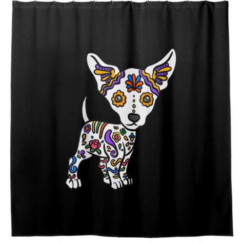 Cute Sugar Skull Chihuahua Shower Curtain