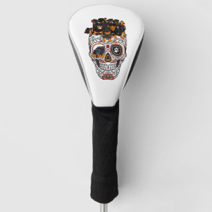 cute sugar skull dog rottweiler skull halloween golf head cover