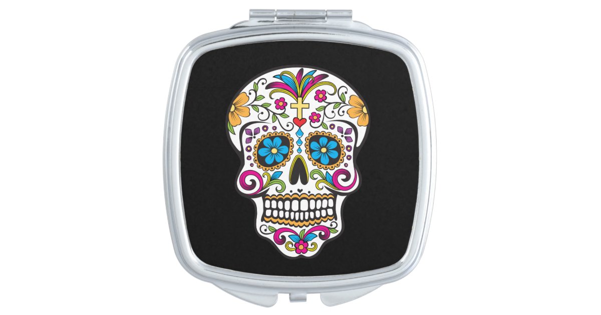 Cute Sugar Skull Happy Day Of The Dead Compact Mirror Zazzle Com Cute Sugar Skull Happy Day Of The Dead, Sugar Skull Compact Mirror