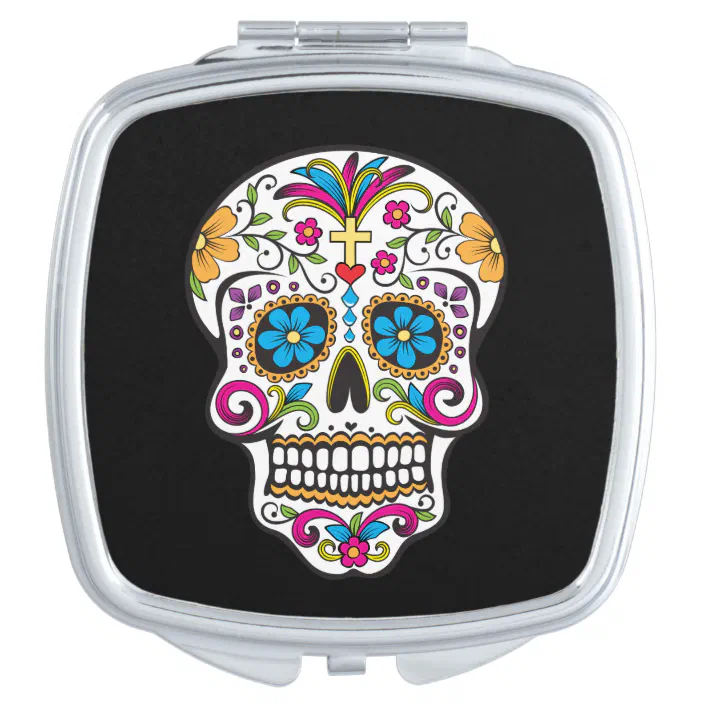 Cute Sugar Skull Happy Day Of The Dead Compact Mirror Zazzle Com Cute Sugar Skull Happy Day Of The Dead, Sugar Skull Compact Mirror