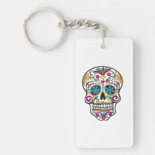 Cute Sugar Skull Happy Day of the Dead Keychain