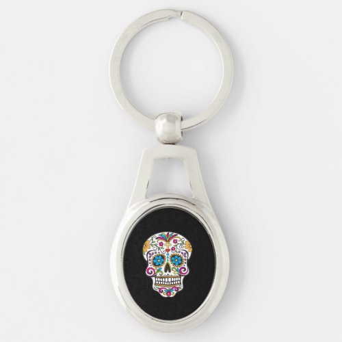 Cute Sugar Skull Happy Day of the Dead Keychain