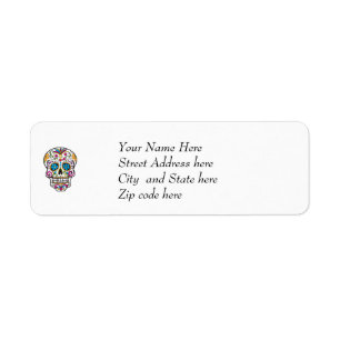 Cute Sugar Skull Happy Day of the Dead Label