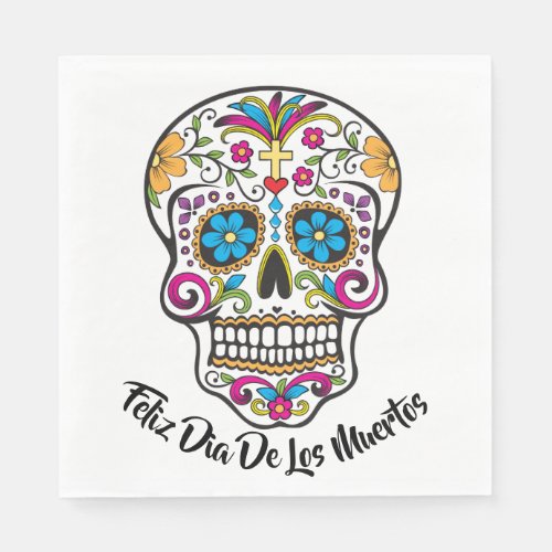 Cute Sugar Skull Happy Day of the Dead Napkins