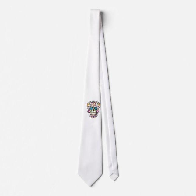 Cute Sugar Skull Happy Day of the Dead Neck Tie (Front)